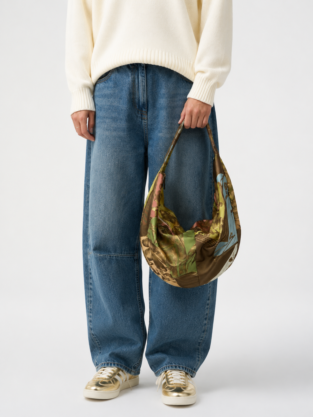 Upcycled Japanese Obi Silk Bag - "O" Bag (Golden bronze)