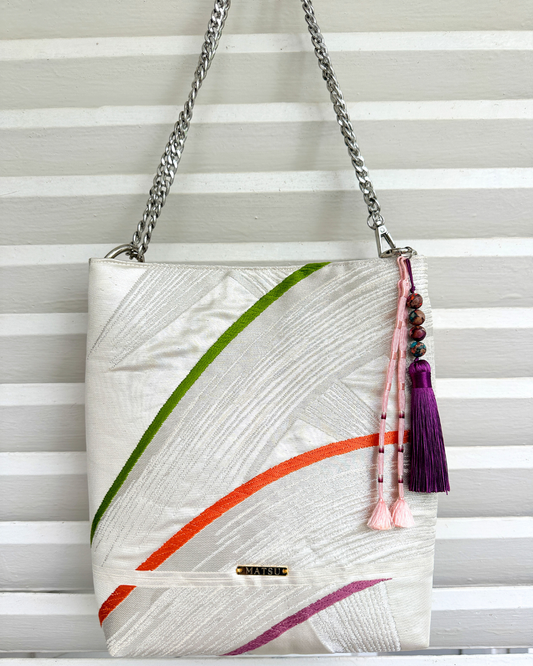 Vintage Japanese Haori Himo Bag Charm - Pink & Purple