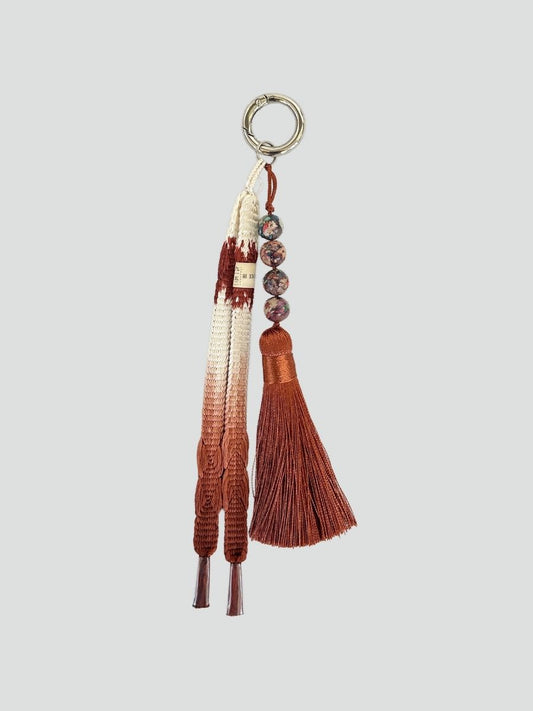 Vintage Japanese Haori Himo Bag Charm - Beige & Brown