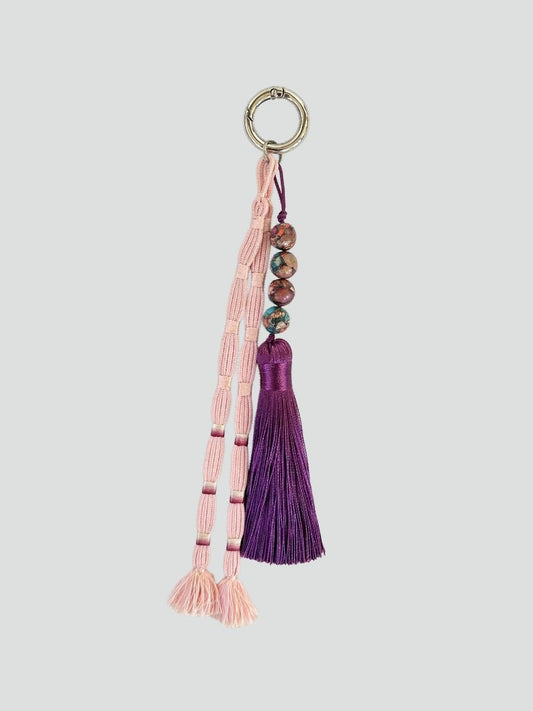 Vintage Japanese Haori Himo Bag Charm - Pink & Purple