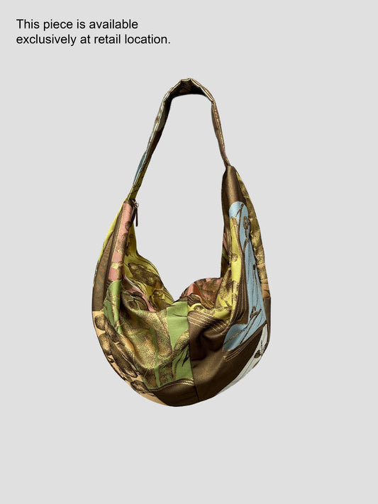 Upcycled Japanese Obi Silk Bag - "O" Bag (Golden bronze)
