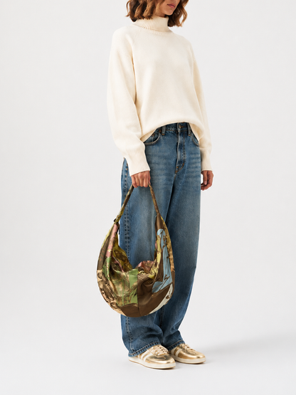 Upcycled Japanese Obi Silk Bag - "O" Bag (Golden bronze)