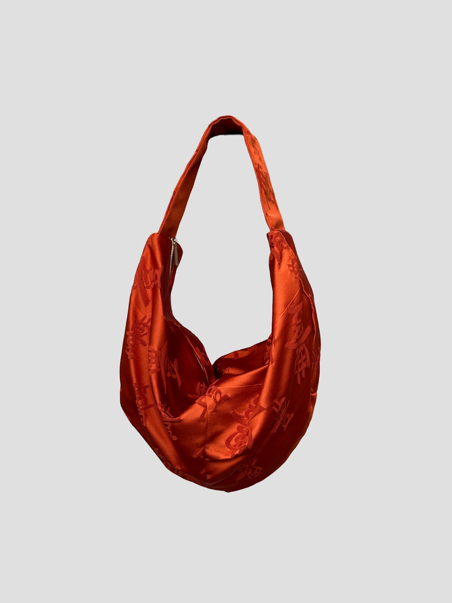 Upcycled Japanese Obi Silk Bag - "O" Bag (Japanese Kanji)