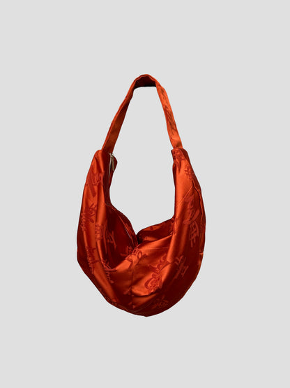 Upcycled Japanese Obi Silk Bag - "O" Bag (Japanese Kanji)